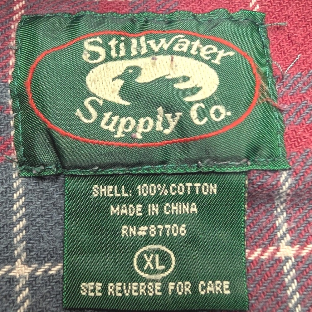 Stillwater Supply Co Flannel Shirt Mens XL Red Plaid Long Sleeve‎ Cotton - Picture 5 of 8